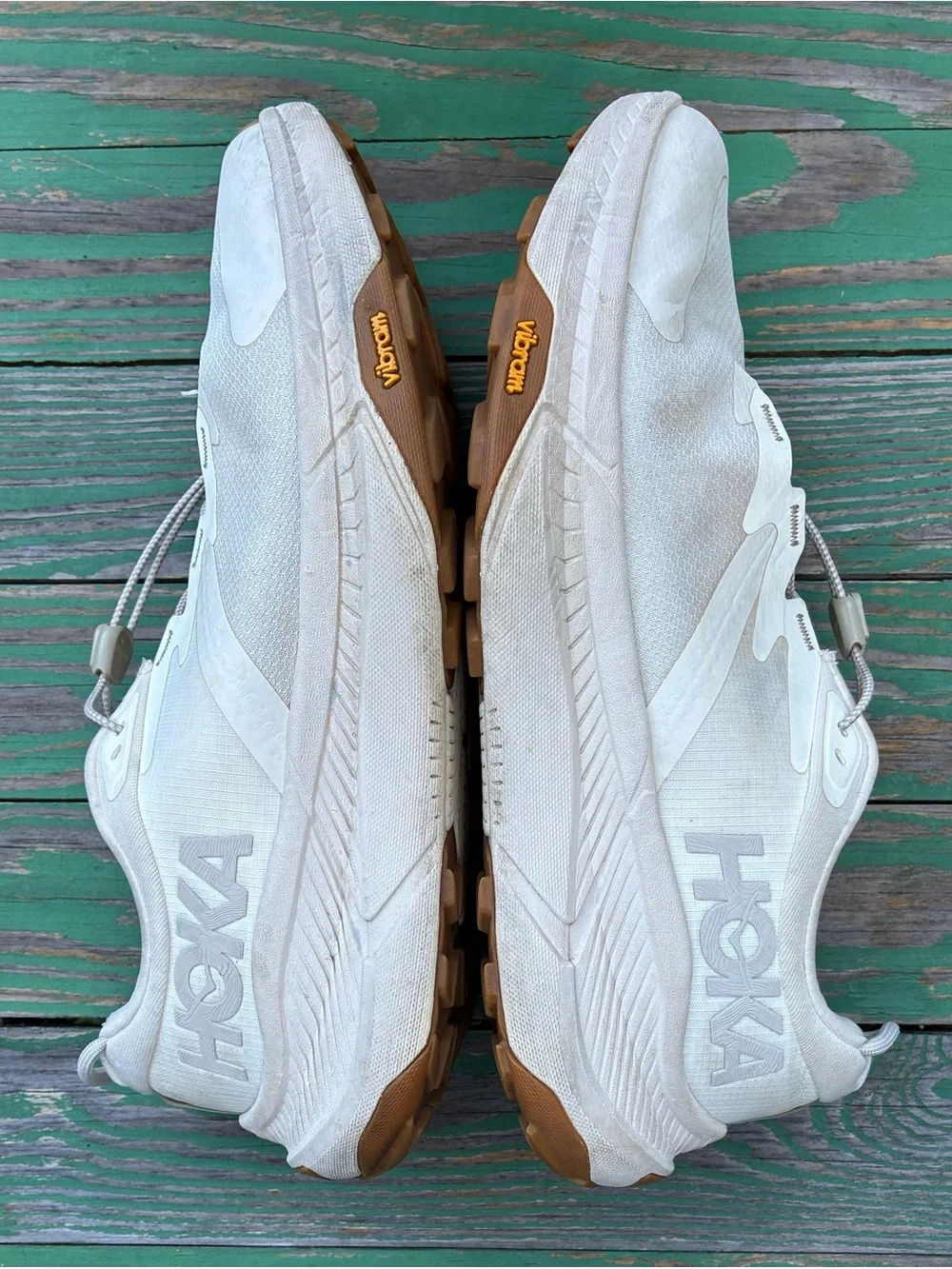HOKA Womens Transport Running Walking Shoes Sneakers Eggnog Sz 10 B Vibram